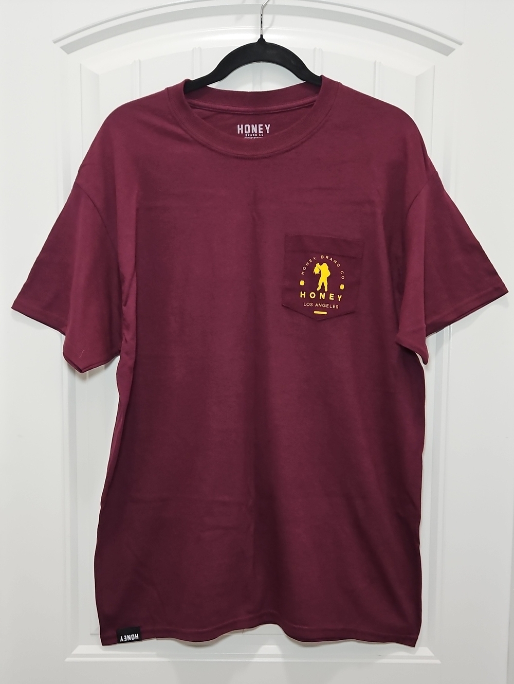 Honey Brand Co Maroon Pocket Graphic Tee Los Angeles New Large